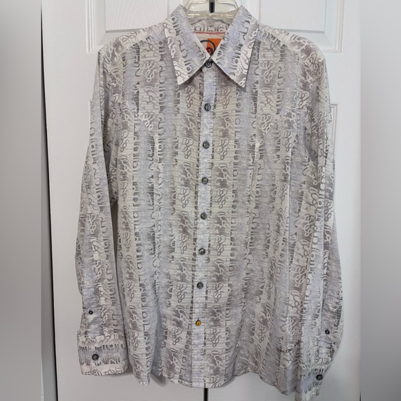 Robert Graham Other - Robert Graham men’s Large button down gray white shirt artistic minimalist